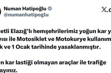 Elazığ’da motosiklet ve motokurye kullanımı yasaklandı 