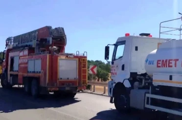 Emet’te biçerdöver yangını büyümeden söndürüldü 