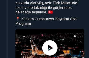 Emine Erdoğan: "Cumhuriyetimizin 102. yılı, bir asrı aşan bu kutlu yürüyüş, aziz Türk milletinin azmi ve fedakarlığı ile güçlenerek geleceğe taşınıyor" 
