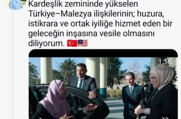 Emine Erdoğan, Malezya Başbakanı’nın eşi Wan Azizah İsmail ile programlarına ilişkin video paylaştı 