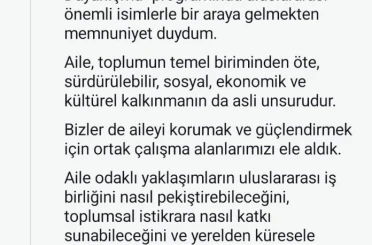Emine Erdoğan’dan "Birlikte Daha İyiye: Aileden Başlayan Küresel Dayanışma" etkinliğine ilişkin paylaşım 