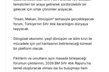 Emine Erdoğan’dan "Sıfır Atık Forumu" paylaşımı: