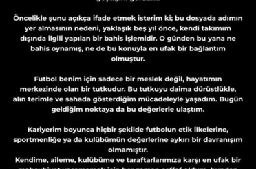 Eren Elmalı: "Bu dosyada adımın yer almasının nedeni, yaklaşık 5 yıl önce kendi takımım dışında ilgili yapılan bir bahis işlemidir" 