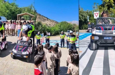 Erzincan’da jandarmadan öğrencilere uygulamalı trafik eğitimi 