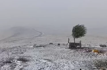 Erzurum’da Çakmak Dağı beyaza büründü 