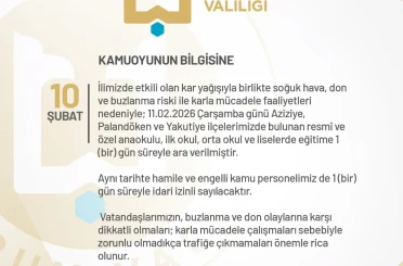 Erzurum’da eğitime bir gün ara verildi 