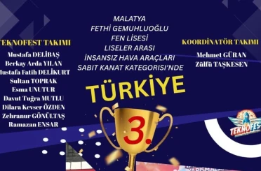 Fethi Gemuhluoğlu Fen Lisesi TEKNOFEST’te Türkiye üçüncüsü oldu 