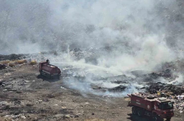 Gaziantep’te eski çöplük alanında çıkan yangın söndürüldü 