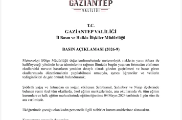 Gaziantep’te fırtına sonrası okullar tatil edildi 