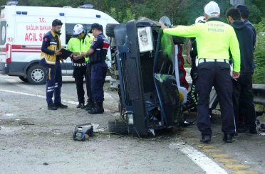 Giresun’da otomobil takla attı: 2 yaralı 