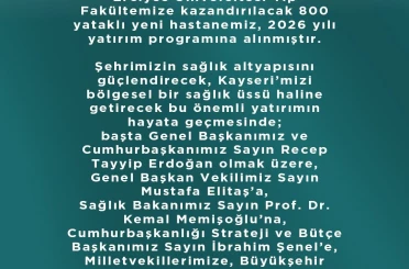 Hüseyin Okandan: "800 yataklı yeni hastanemiz hayırlı olsun" 