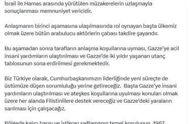 İletişim Başkanı Duran: "İsrail ile Hamas arasındaki uzlaşma memnuniyet verici"