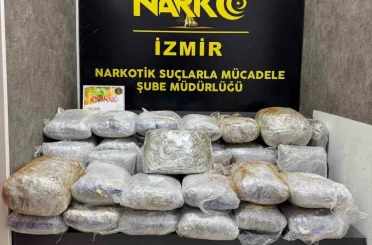 İzmir’de uyuşturucu operasyonu: 65 kilo skunk ele geçirildi 