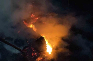 İzmit’te sera yangını: 800 saman balyası küle döndü 