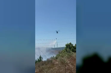 Karacabey’de engebeli arazide yangın 