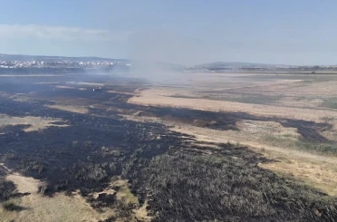 Karacabey’de korkutan yangın: Alevler fabrika yakınına kadar ilerledi 