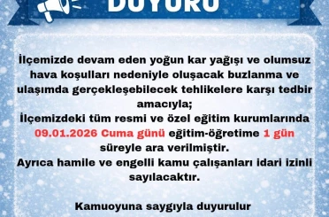 Karlıova’da eğitime 1 gün ara verildi 
