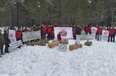 Kastamonu’da karla kaplanan ormanlara yaban hayvanları için yiyecek bırakıldı 