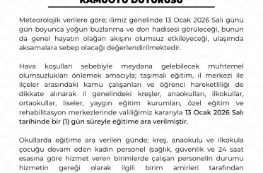 Kayseri’de eğitime 1 gün ara verildi 