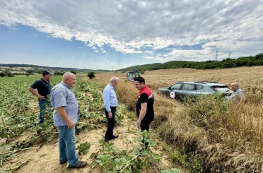 Keşan’da yağmur ve fırtınadan zarar gören ekili alanlarda inceleme 