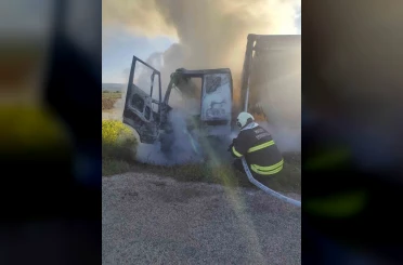 Kırıkhan’da kamyon yangını 