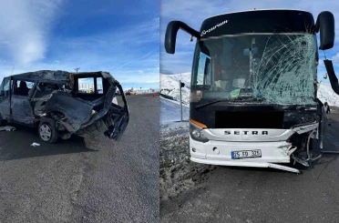 Kızıldağ’da otobüs ile minibüs çarpıştı: 3 yaralı 