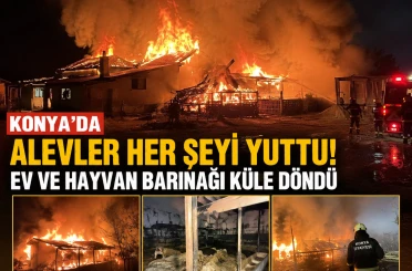 Konya'da Alevler Evi Ve Hayvan Barınağını Küle Çevirdi