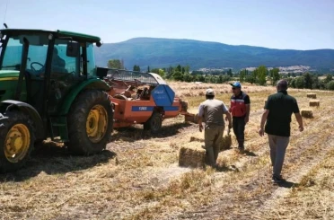 Kütahya Köprüören köyünde yem bezelyesi demonstrasyonunda hasat tamamlandı 