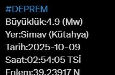 Kütahya’da 4.9 büyüklüğünde deprem 
