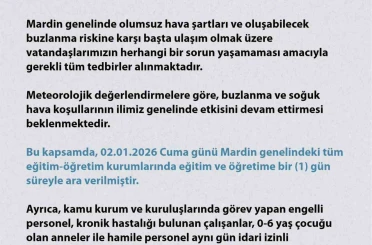 Mardin’de eğitime 1 gün ara verildi 