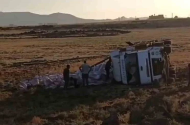 Mardin’de tır şarampole yuvarlandı: 1 yaralı 