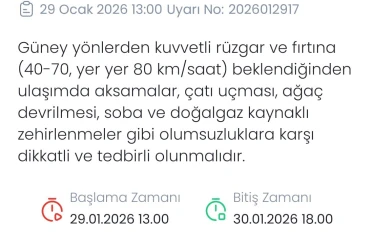 Meteoroloji Denizli için fırtına uyarısında bulundu 