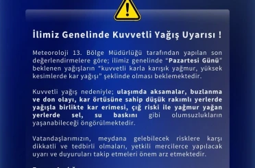 Meteorolojiden Bingöl için kuvvetli yağış uyarısı 