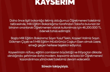 MHP’li Ersoy’dan Kayseri’ye ‘öğretmenevi’ müjdesi 
