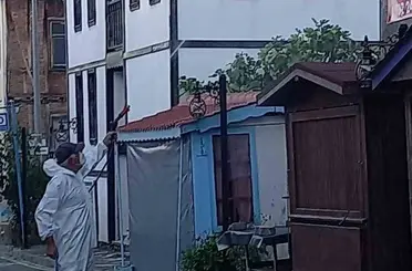 Muhtar tulumunu giydi ilaçlama yaptı

