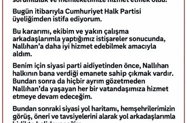 Nallıhan Belediye Başkanı Güngör, CHP’den istifa etti
