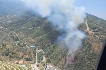 Narlıdere’deki orman yangınına havadan ve karadan müdahale 