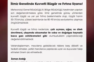 Niğde Valiliği uyardı: Kuvvetli rüzgar ve fırtına bekleniyor 