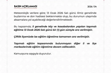 Niğde’de buzlanma nedeniyle taşımalı eğitime 1 gün ara verildi 