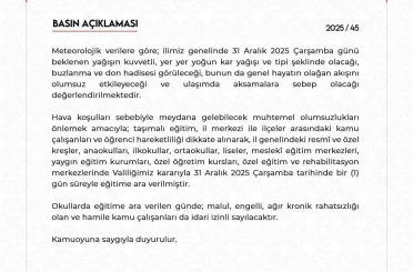 Niğde’de eğitme bir gün ara verildi 