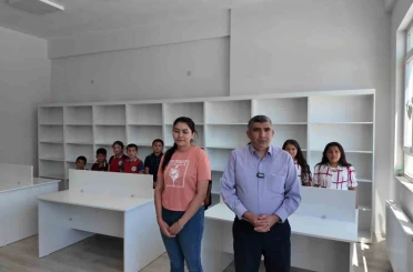Öğrenci dostu büyükşehir, Akkışla’da İlkokul Kütüphanesi’ni dizayn etti 