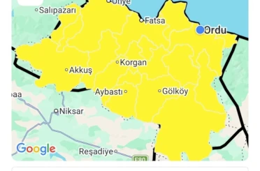 Ordu için sarı kodlu fırtına uyarısı 