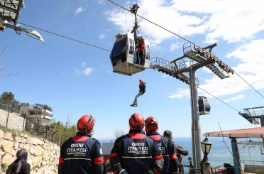 Ordu’da teleferik hattında kurtarma tatbikatı 