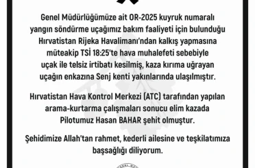 Orman Genel Müdürü Karacabey’den şehit pilot için başsağlığı mesajı 
