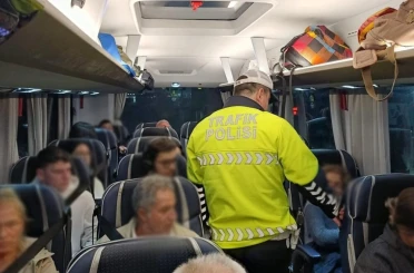 Otobüslerde emniyet kemeri denetimi gerçekleştirildi 