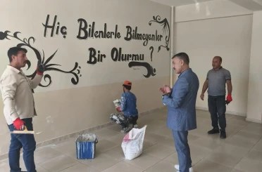 Patnos’ta tatille birlikte okullarda tadilat çalışması başladı 