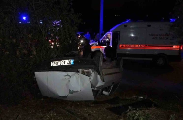Pehlivanın kullandığı otomobil takla attı: 4 yaralı 