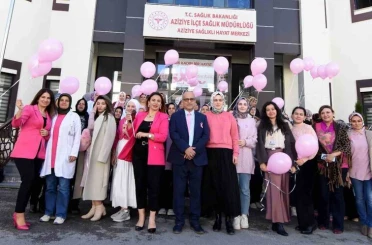 Pembe balonlar meme kanserine farkındalık için uçuruldu 