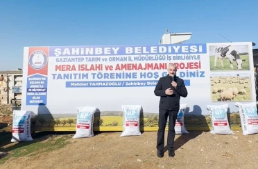 Şahinbey Belediyesi 75 milyon metrekarelik mera alanını gübreledi 