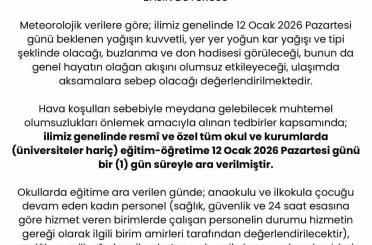 Sakarya’da eğitime kar tatili 